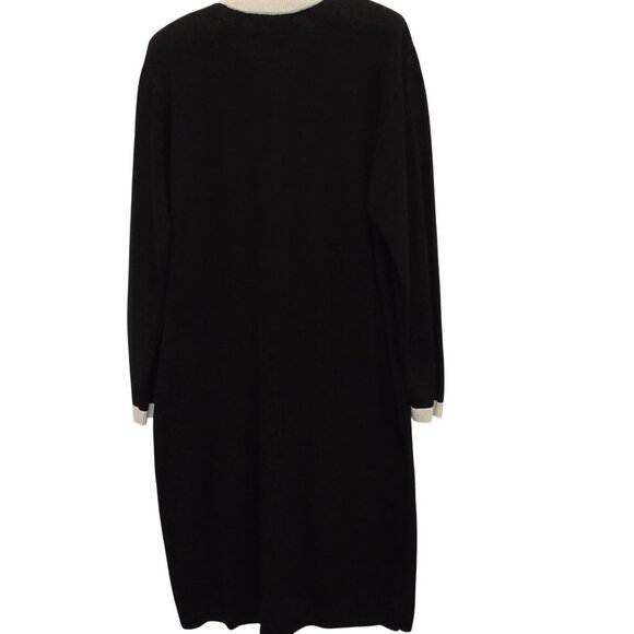 Laura By Alyzia Petites Black & Cream Button-Front Cardigan Dress With Pockets - Picture 7 of 11
